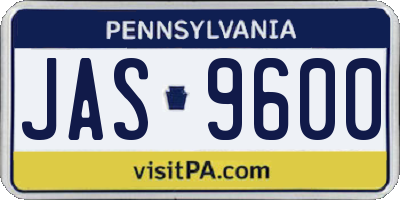 PA license plate JAS9600