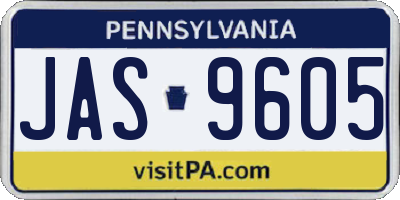 PA license plate JAS9605