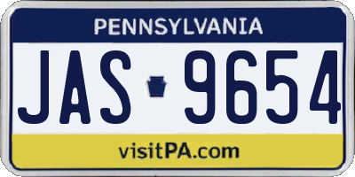 PA license plate JAS9654
