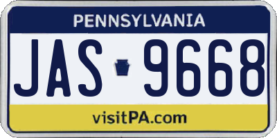 PA license plate JAS9668