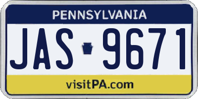PA license plate JAS9671