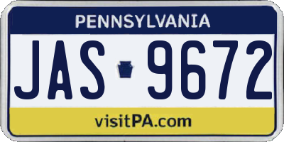 PA license plate JAS9672