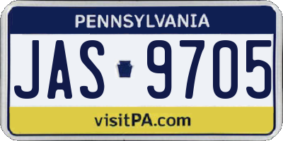 PA license plate JAS9705