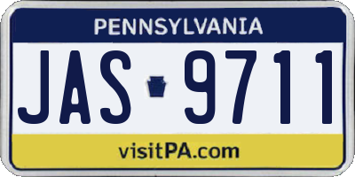 PA license plate JAS9711