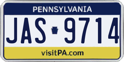 PA license plate JAS9714