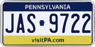 PA license plate JAS9722