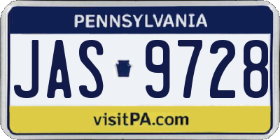 PA license plate JAS9728