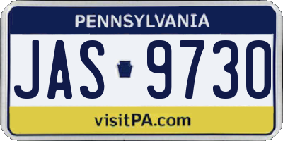 PA license plate JAS9730