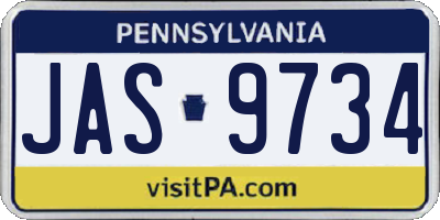 PA license plate JAS9734