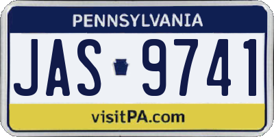 PA license plate JAS9741