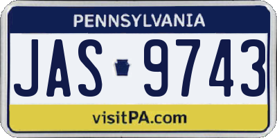 PA license plate JAS9743
