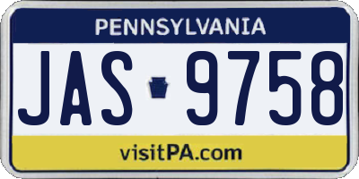 PA license plate JAS9758