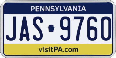 PA license plate JAS9760