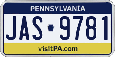 PA license plate JAS9781