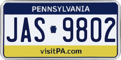 PA license plate JAS9802