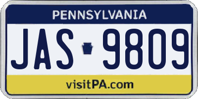 PA license plate JAS9809
