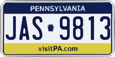 PA license plate JAS9813