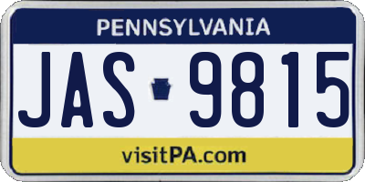 PA license plate JAS9815