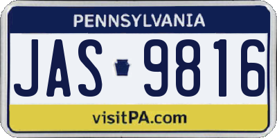 PA license plate JAS9816