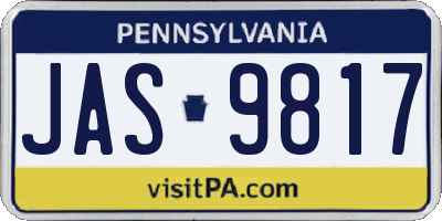 PA license plate JAS9817