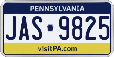 PA license plate JAS9825