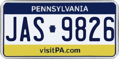 PA license plate JAS9826