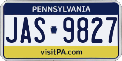 PA license plate JAS9827