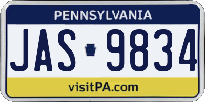 PA license plate JAS9834