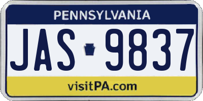 PA license plate JAS9837