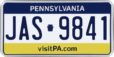 PA license plate JAS9841