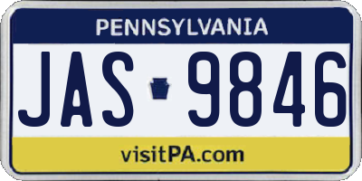 PA license plate JAS9846