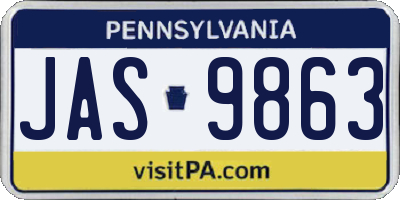 PA license plate JAS9863