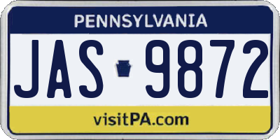 PA license plate JAS9872