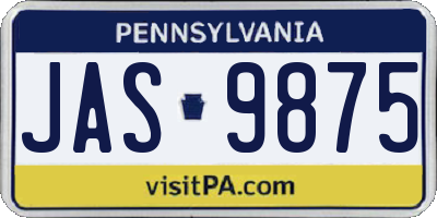 PA license plate JAS9875