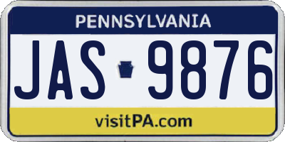 PA license plate JAS9876