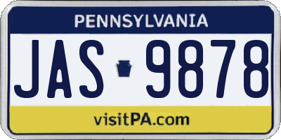 PA license plate JAS9878