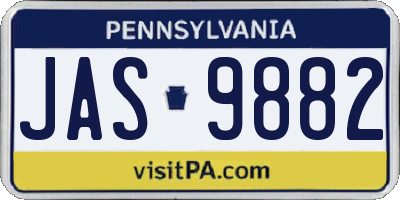 PA license plate JAS9882