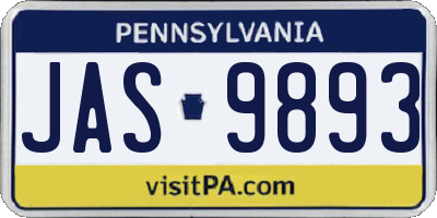 PA license plate JAS9893