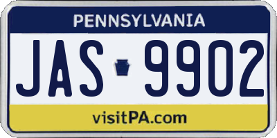 PA license plate JAS9902