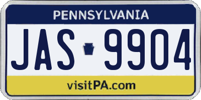 PA license plate JAS9904