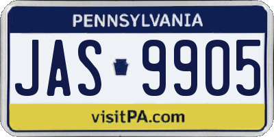 PA license plate JAS9905