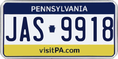 PA license plate JAS9918