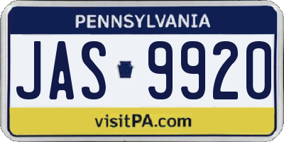 PA license plate JAS9920