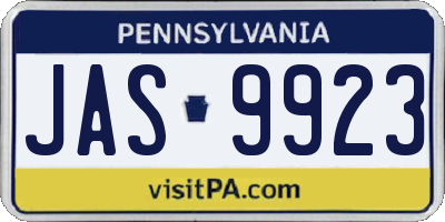 PA license plate JAS9923