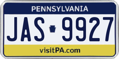 PA license plate JAS9927