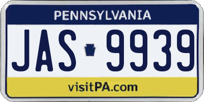 PA license plate JAS9939