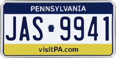 PA license plate JAS9941