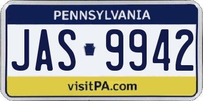 PA license plate JAS9942