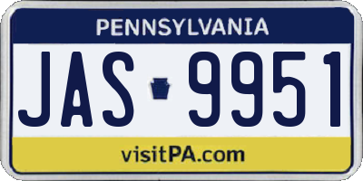 PA license plate JAS9951