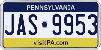 PA license plate JAS9953